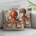 thumbnail image 3 of Acheng Octopus Pillow Cover Retro Coastal Throw Cushion Cover Nautical Decor Rectangular Pillowcase for Couch Sofa  20x20in, 3 of 7