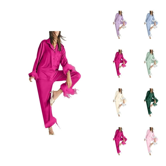 Winter Lounge Sets â Warm Pajama Sets for Women, Cozy Sleepwear for Cold Nights Women Long Tops Long Set 2 Sleeve Piece Sleepwear Pants Women Suits Sets