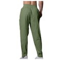 thumbnail image 5 of Dagegui Lightweight Cotton Linen Pants for Men Drawstring Elastic Waist Tapered Pant Casual Loose Fit Jogger Trousers with Pockets Green M, 5 of 8
