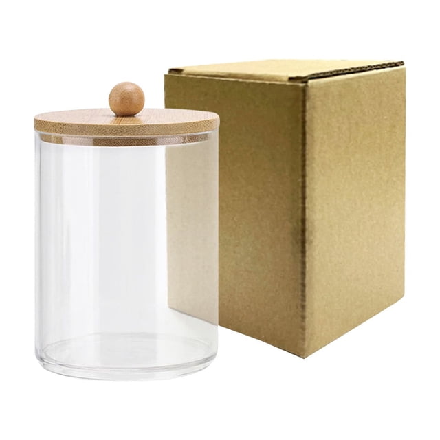 ¡Gran oferta! Organizador de escritorio, caja de almacenamiento multifuncional redonda transparente a prueba de polvo, tarro de hisopo de algodón acrílico para cosméticos