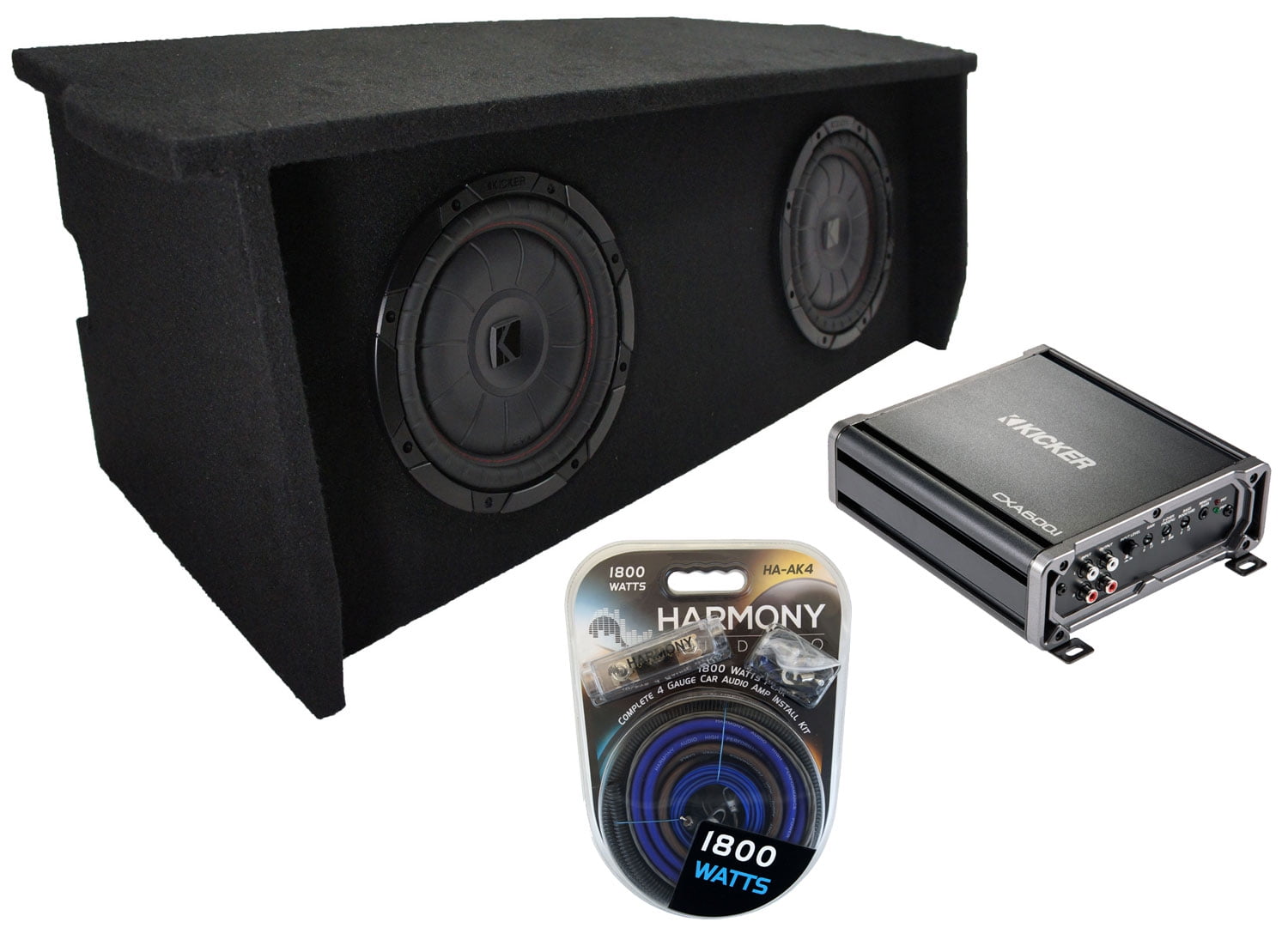 Compatible with 2007-UP Jeep Wrangler 2 Door Dual 10 Sub Box Subwoofer Enclosure with Amp Rack