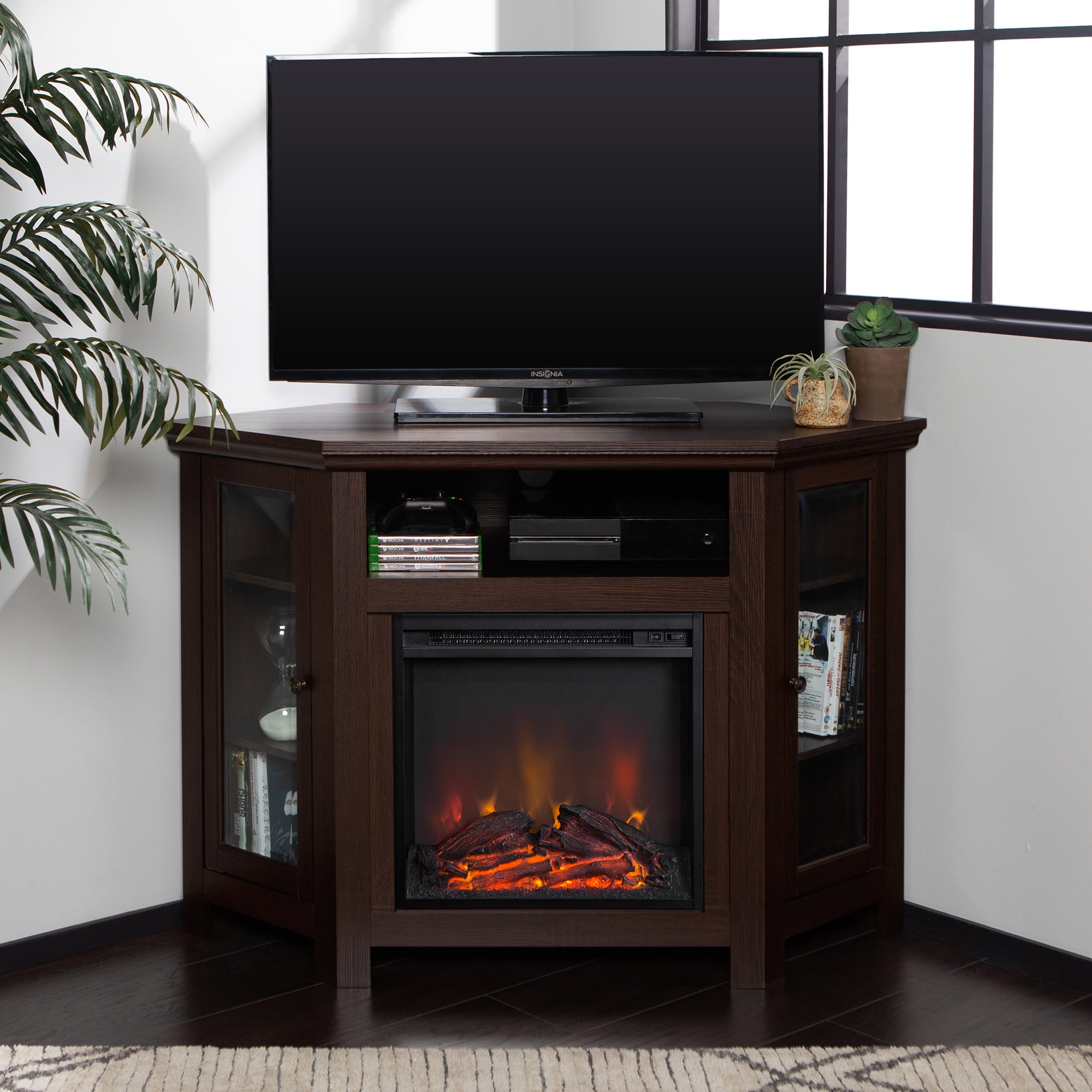 Corner fireplace tv stand walmart deals