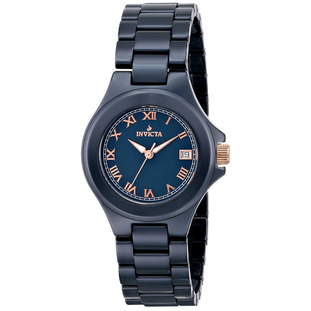 Invicta Women's 14570 Blue Dial Blue Ceramic Bracelet Quartz Watch ...