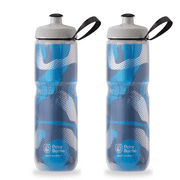 Polar Bottle 24 oz Sport Insulated Water Bottle 2-Pack - BPA Free, Sport & Bike Squeeze Bottle with Handle (Blue/Silver Contender)