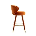 thumbnail image 4 of Velvet Counter Height Bar Stools Set of 2, Swivel Counter Height Bar Stools with Solid Wood Legs and Button Tufted Back, 360 Degree Bar Chairs for Kitchen Island Cafe Pub Dining Room, Orange, 4 of 9