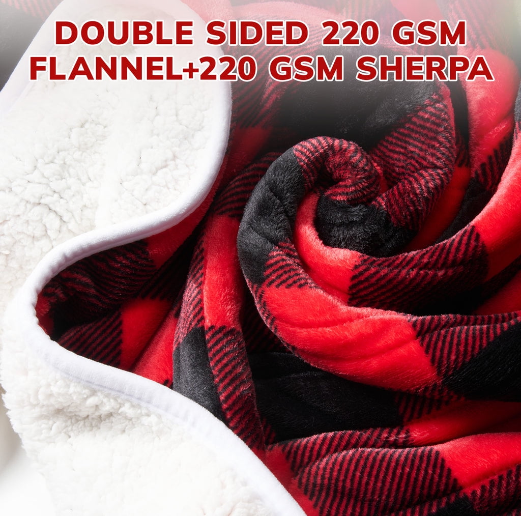 Wearable Electric Heating Blanket with Waistband and Sleeves - VECUKTY Cozy Plaid Heated Throw with 6 Heat Levels and Timer Settings - 50 x 70 inch,Red