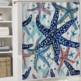 thumbnail image 6 of Awypu Sky Blue Nautical Starfish Beachy Coastal White Navy Sea Star Shower Curtain Set White, 6 of 7
