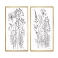 thumbnail image 2 of Designart "Minimalist Drawing Wildflowers on White IV" Wildflowers Framed Wall Art Set Of 2 - Traditional White Framed Canvas Set For Living Room Decor, 2 of 6