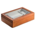 thumbnail image 4 of Matte Black Wood Valet and Watch Box with Glass Top and Soft Velour Lining. Slots for Rings and Cufflinks and 4 Watch Pillows., 4 of 6