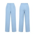 thumbnail image 6 of Npasoilc High Waist Elastic Wide Leg Pants for Women Straight Pleated Casual Trousers with Pockets,Blue, 6 of 9