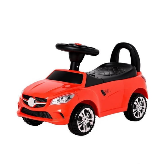 Toddler Foot-to-Floor Ride-On Push Car, Sliding Walking Toy with Working Horn, Music, Headlights & Under-Seat Storage, Red