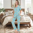 thumbnail image 2 of TSOVTHRID Blue Daisy Print Pajama Set for Women Notch Collar Sleepwear with Long Pants Soft Nightwear Womens Pj Sets, M, 2 of 7