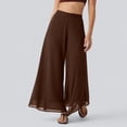 thumbnail image 4 of Gaukiv Womens Chiffon Wide Leg Pants Flowy Sheer Overlay Casual Trousers Brown M, 4 of 6