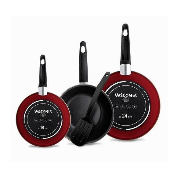 Set 3 Sartenes Vasconia Con Utensilio Vitroacero
