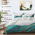 thumbnail image 4 of Aqua White Marble Bedding 3 Piece Duvet Cover Set Twin Size, Nature Marble Crack Yellow Lines Art Soft Microfiber Comforter Cover with Zipper Closure & Pillowcases, FadeResistant Quilt Cover, 4 of 9