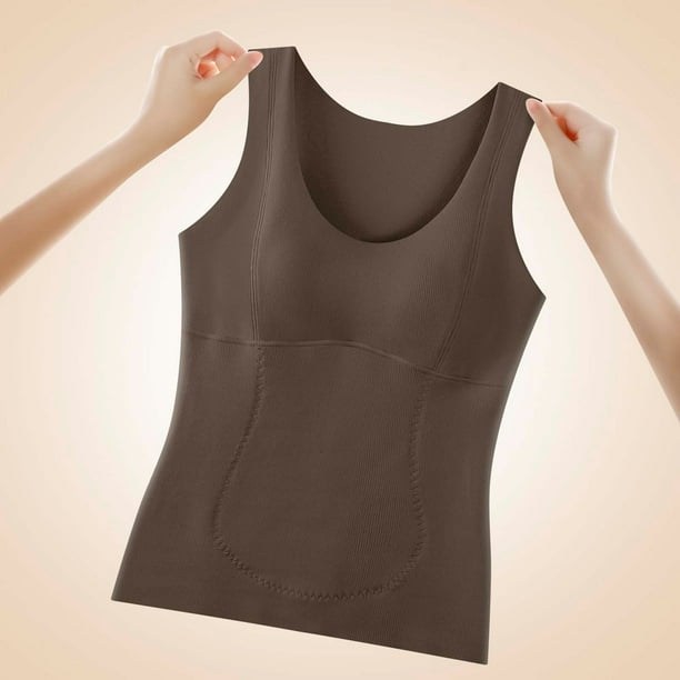 Ropa interior térmica para mujer, cálida, de invierno, de color liso, sin espalda, con relleno, sin costuras, con forro polar, capa base para abrigo de invierno, sujetador de dacrón para mujer.