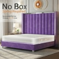 thumbnail image 5 of Merluxy Queen Bed Frame with 58" Tall Headboard, Velvet Upholstered Platform with Channel Tufted Wingback Headboard and Plating Trim, Purple, 5 of 8