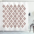 thumbnail image 1 of Brown and White Shower Curtain, Native Cultural Pattern from Indonesia Floral Motifs Retro Revival, Fabric Bathroom Set with Hooks, 69W X 70L Inches, Brown and White, by Ambesonne, 1 of 3