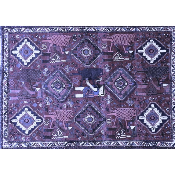 Ahgly Company Machine Washable Indoor Rectangle Persian Blue Traditional Area Rugs, 2' x 5'