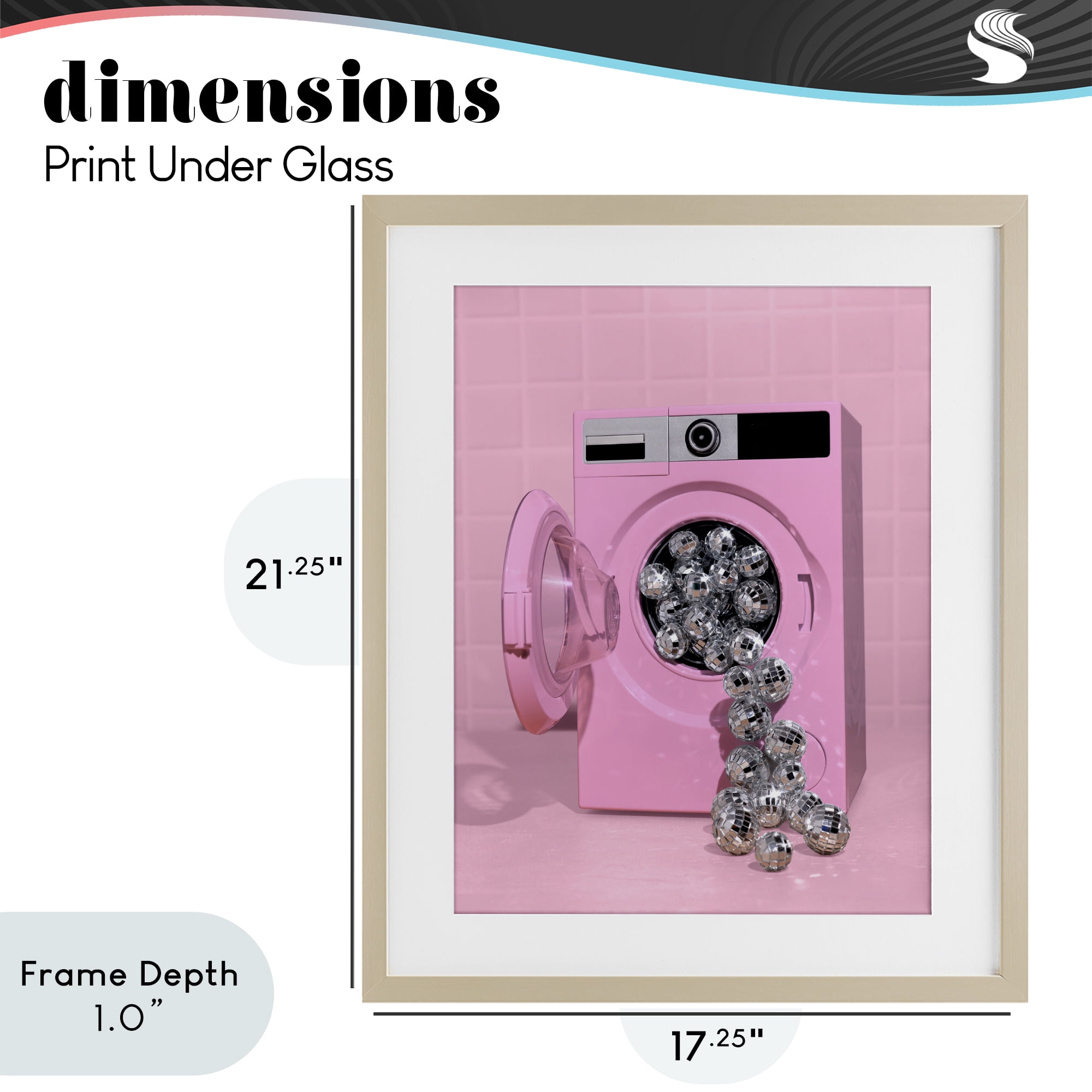 Stupell Industries Disco Laundry Machine over Pink Birch Framed Print Under Glass, design by LISH Creative