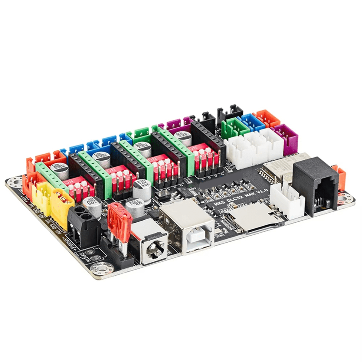MKS DLC32 MAX CNC Router Board Laser Engraving Machine 4- Controller Woodwork Laser Engraver Motherboard,1 x DLC32 MAX Motherboard 4 x Driver module,Black