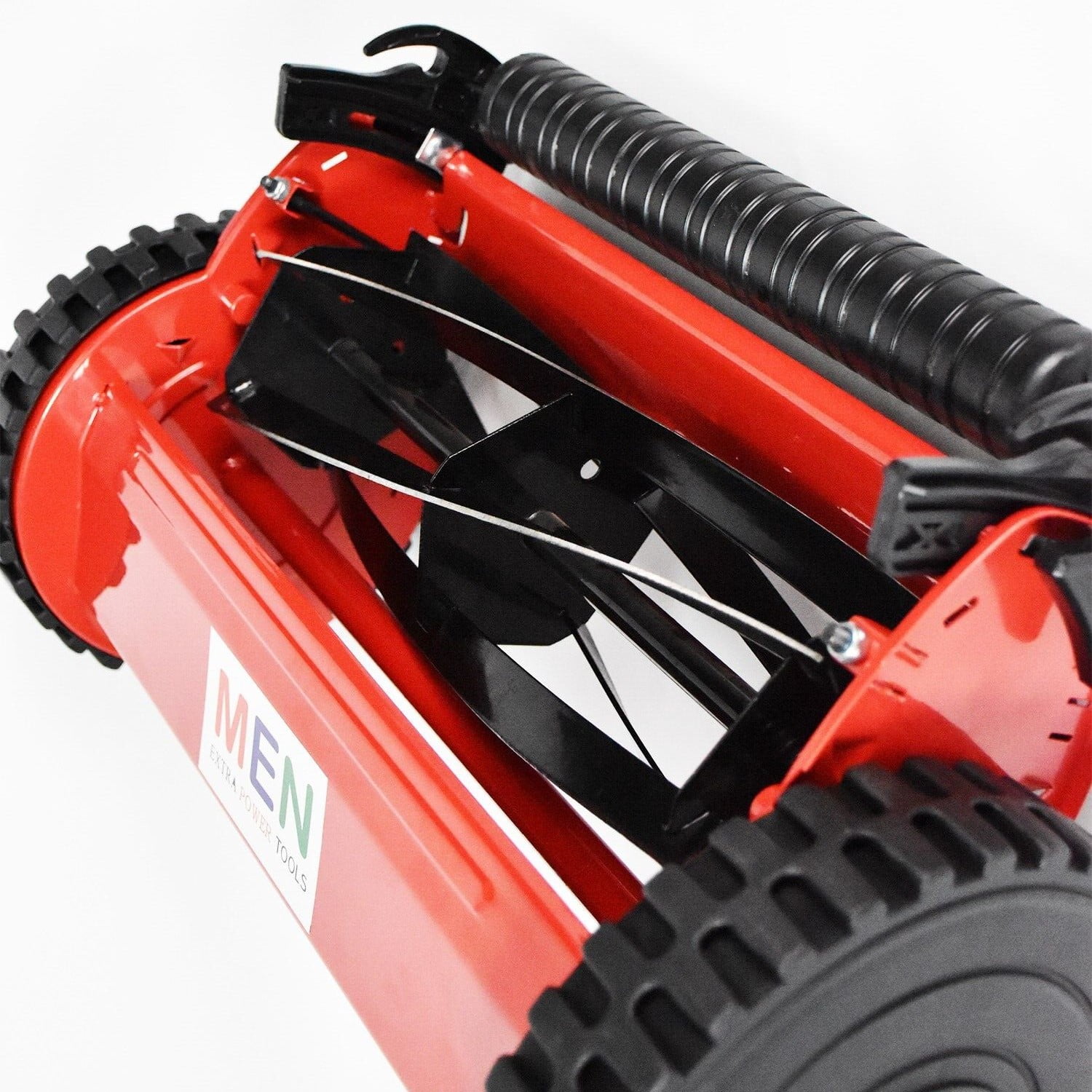 iMeshbean 14-Inch 5-Blade Manual Reel Lawn Mower, 2 Wheels Adjustable Handle Height Hand Push Lawn Catcher,High Efficiency Push Reel Lawn Mower, Red