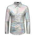 thumbnail image 1 of Blusa y camisa de manga larga con cuello vuelto para hombre, traje de escenario, moda informal, cuello vuelto, botones, camisa de manga larga, blusa para hombre, 1 of 3
