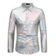 thumbnail image 1 of Blusa y camisa de manga larga con cuello vuelto para hombre, traje de escenario, moda informal, cuello vuelto, botones, camisa de manga larga, blusa para hombre, 1 of 3