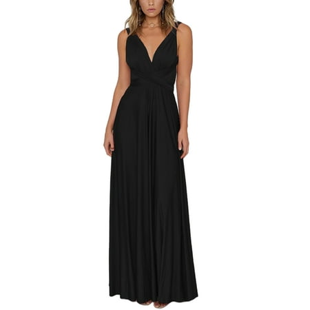 Avamo Women's Convertible Multi Way Dress Wrap Maxi Dress Party Dresses Sexy Backless Solid Long Dress
