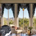 thumbnail image 3 of Sheer Lace Waterfall Window Valance with Bead Tassels Floral Embroidered Valance Curtains Semi Sheer Rod Pocket Valance/Swags for Bedroom/Living Room/Kitchen/Basement, 3 of 7