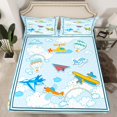 thumbnail image 2 of Homewish Cartoon Plane Twin Sheet Sets 3pcs for Kids Children Teens,Kawaii Aircraft Twin Fitted Sheet Microfiber,Transportation Theme Breathable Flat Sheet,Ultra Soft Home Decor, 2 of 7