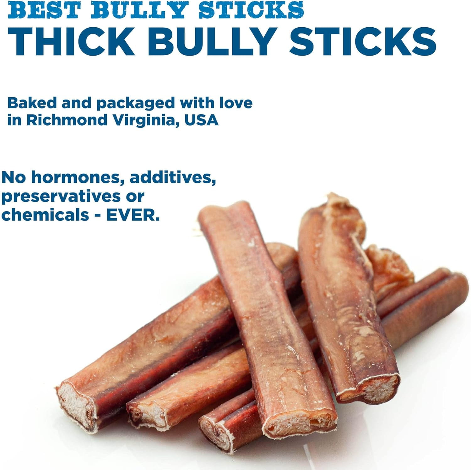 Best Bully Sticks 6 Inch Thick Bully Sticks - 18 Count (Pack of 1) - All Natural, Grass-Fed, Single Ingredient, Grain and Rawhide Free, Ideal for Big Breeds