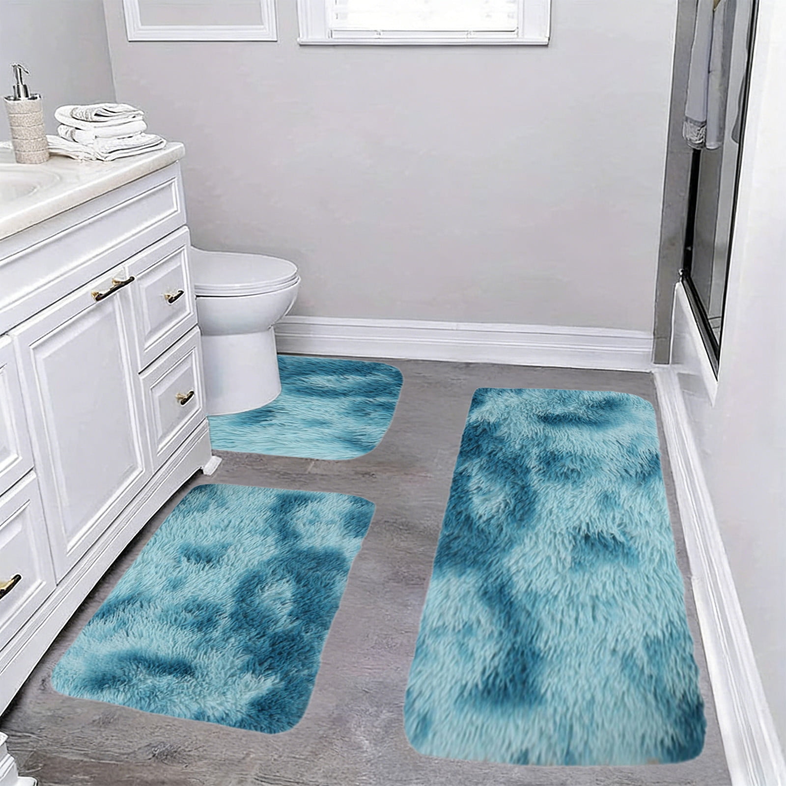 Mixed Color Bath Mats Set, 3-Piece Non-Slip Bathroom Rug Set, Soft Water Absorbent Velvet Fleece, Comfortable for Feet, Machine Washable, Easy to Dry, Perfect for Bathroom, Toilet