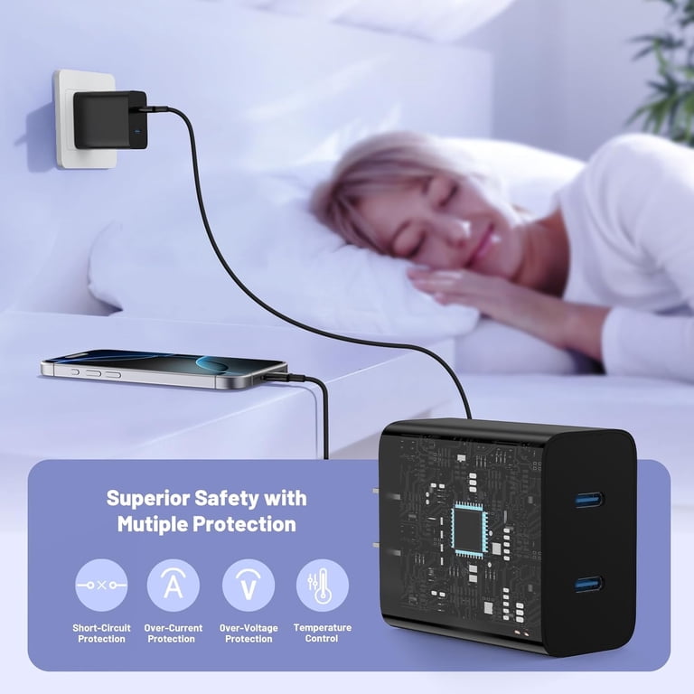 QZIIW 45W Dual Port USB-C Fast Charger with 6FT Cable photo 5
