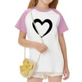 thumbnail image 6 of hengsof Children and Girls Clothing Love Printed Short Sleeve Round Neck Tops Color Block Tops, 6 of 8