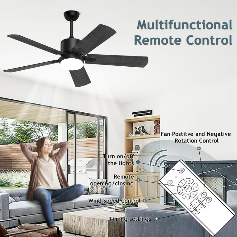 XAUJIX 52'' Indoor Ceiling Fan with Light and Remote, 6-Speed