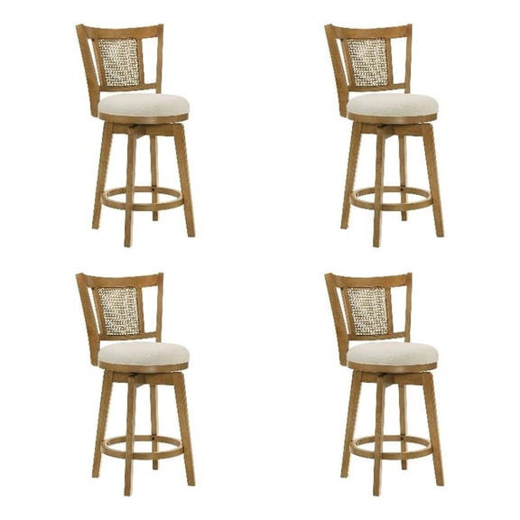 Isla 26" Amber Glow Counter Height Swivel Barstool with Ivory Seat - Set of 4