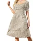 thumbnail image 3 of Vestido de verano de mujer con mangas cortas y estampado de purpurina azul, 3 of 7