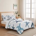 thumbnail image 5 of Quilts King Size, Navy Blue Starfish Soft Comforter Bedding Set for Bed, Coastal Summer Beach Nautical Lightweight Quilted Bedspread with Pillow Cover(2 Pieces) for All Season, 96x106 Inch, 5 of 9
