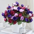 thumbnail image 6 of 21‑Head Artificial Diamond Rose Bouquets, Autumn Color Faux Roses for Wedding and Home Staircase Decor, Real Touch Fake Floral Centerpieces for Indoor Decoration, 11.8in/30cm, A, 6 of 7