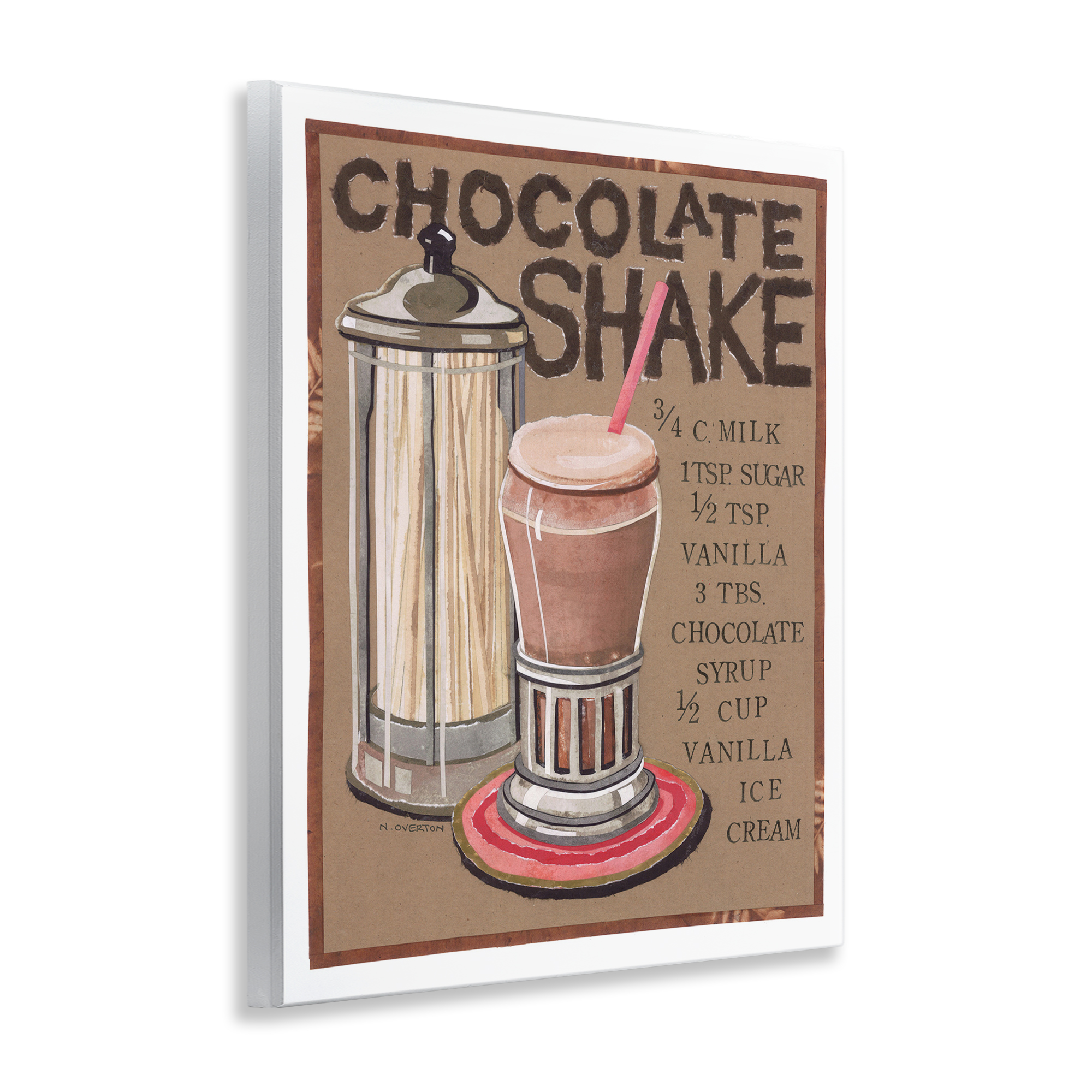 Stupell Industries Chocolate Shake Recipe Food & Beverage Painting Unframed Art Print Wall Art, 11 x 14