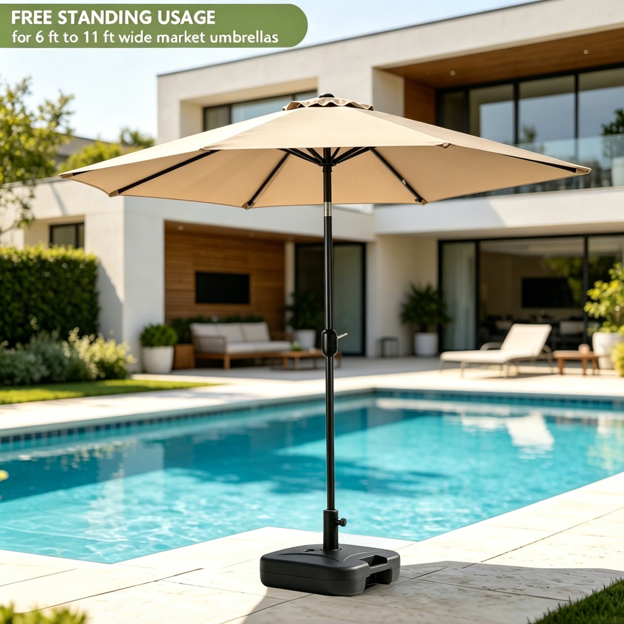 KOOL 81 lbs. Square Patio Umbrella Base, Water & Sand Fillable Heavy Duty Outdoor Market Umbrella Stand, Portable Weighted Umbrella Base for 6ft to 11ft Backyard Garden Patio Umbrellas
