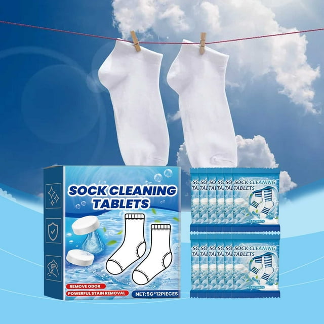EGNMCR Household Cleaners Deodorizing Sock Cleaning Tablets Fast Dissolving Powerful Decontamination Cleaning Tablets sock cleaning tablets