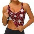 thumbnail image 4 of Lsque Snowflakes On A Buffalo Plaid Christmas Printed Women'S Sports Bra, Compression, Moisture Wicking, High-Impact Sports Bra For Women,Supportive sports bra-Large, 4 of 9