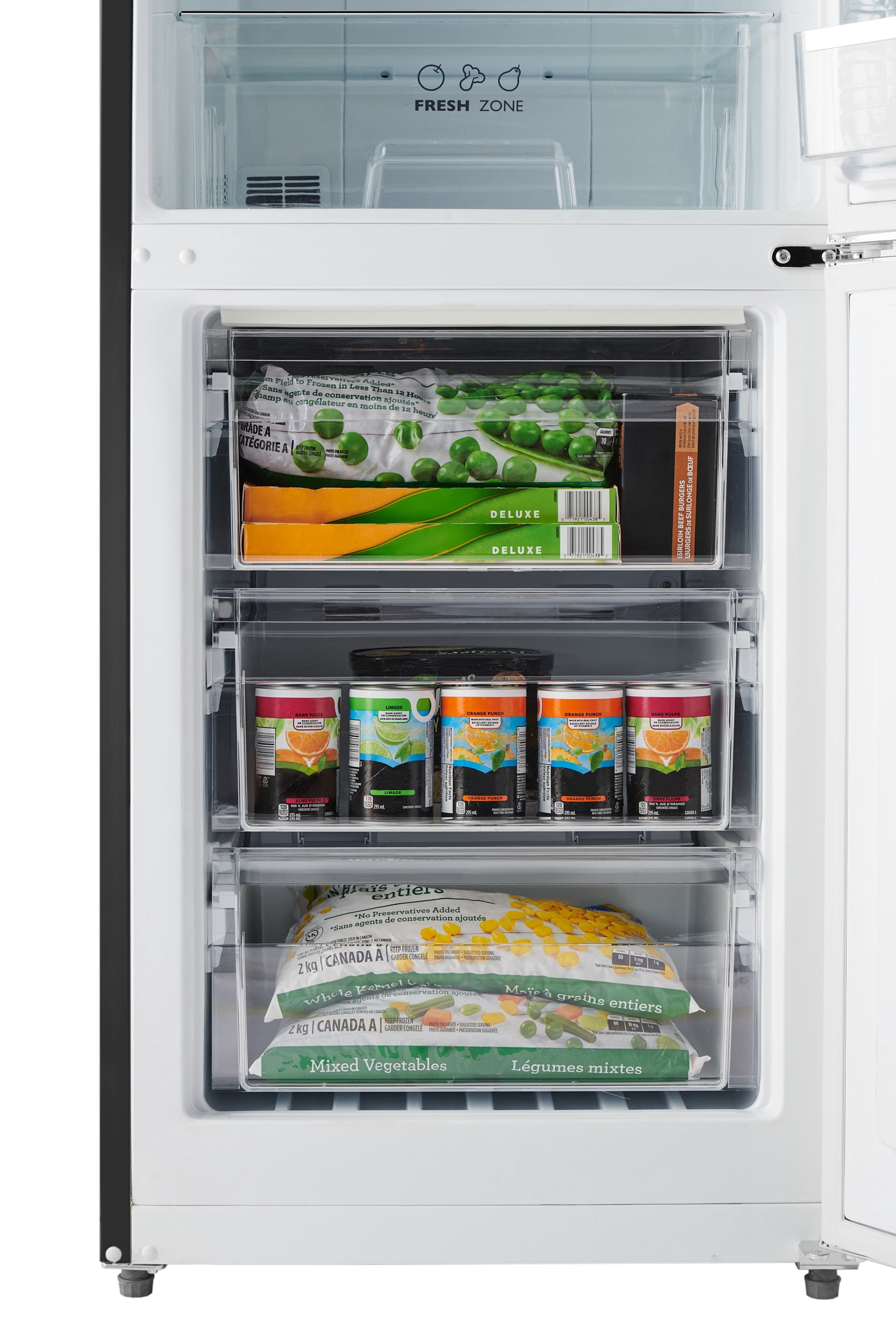 iio 24" 11 Cu Ft Bottom Freezer Retro Refrigerator, Fridge for Bedroom, Multiflow 360, Small Mini Ice Cube Tray, 1 Fruit container, LED, Dorm RV Office Beverage Quiet Compressor, Black (Right Hinge)