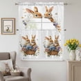 thumbnail image 6 of Easter Basket Bunny Swag Curtains Valance & Tier Set, Watercolor Blue Yellow Purple Floral Leaf Plant 3 Pcs Set Kitchen Swag Valances and Tiers 36 Inch Length Rod Pocket Curtain Drapes for Bedroom, 6 of 9