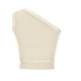 thumbnail image 3 of Wycnly Womens Tank Tops Summer Plain Slash Neck Sleeveless T Shirts Ladies Solid One Shoulder Knitted Ribbed Cropped Tops Vest Beige m Clearance Under $5, 3 of 5