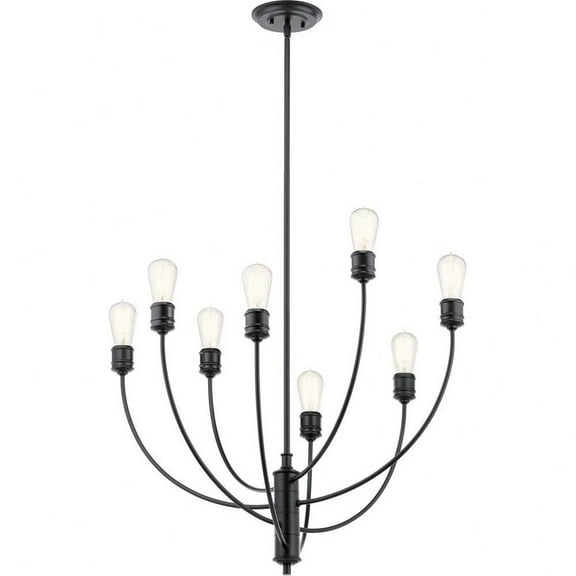 Mid Century Modern Industrial Eight Light Chandelier-Black Finish Bailey Street Home 147-Bel-4187553