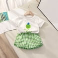 thumbnail image 2 of REDARER Girls Casual Wear Set, Grape Print Tee & Gingham Shorts, Soft Breathable 2-Piece Summer Outfit,18-24 Months, 2 of 3