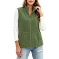 thumbnail image 6 of Ywyfzly Women's Fleece Vest Zip Up Stand Collar Sleeveless Gilet with Pockets Warm Casual Fall Winter Outerwear Army Green XXXL, 6 of 8